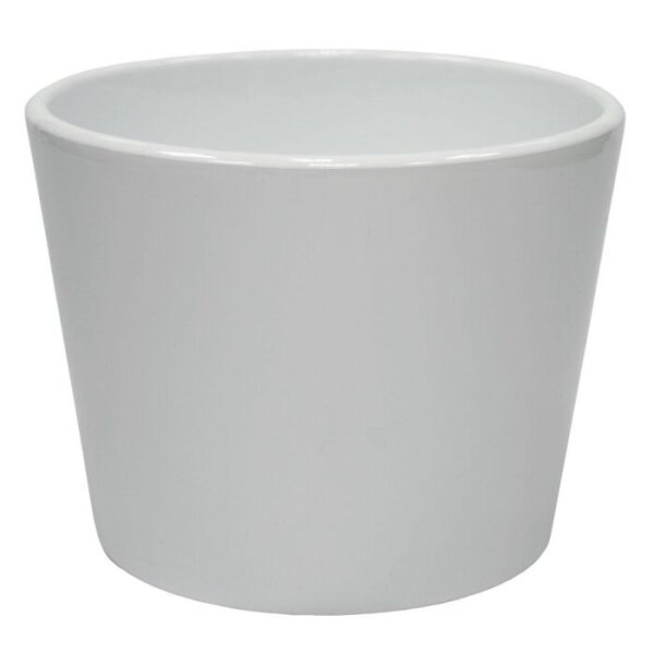 Keramik Übertopf, Durchmesser: 17cm, weiss glänzend