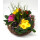 Frühlingskorb rund flach, mit farbenfroher Frühlingsbepflanzung Größe L, ca. 33cm im Durchmesser