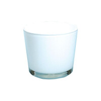 Glas &Uuml;bertopf, weiss, H&ouml;he 11 cm, Durchmesser 11,5 cm