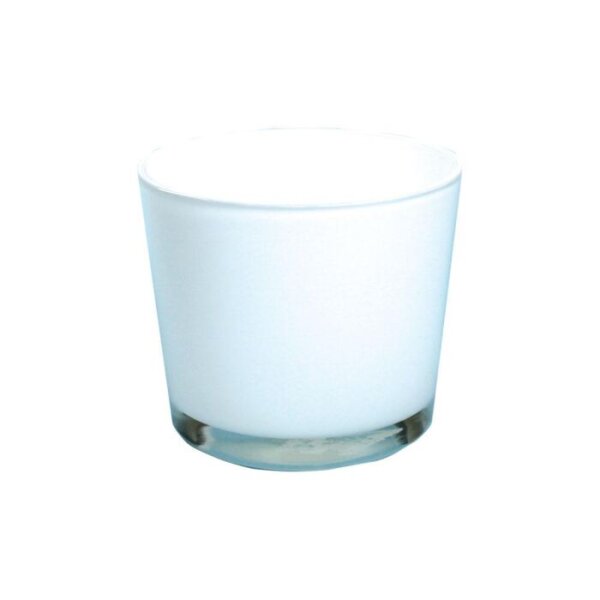 Glas Übertopf, weiss, Höhe 12,5 cm, Durchmesser 14,5 cm
