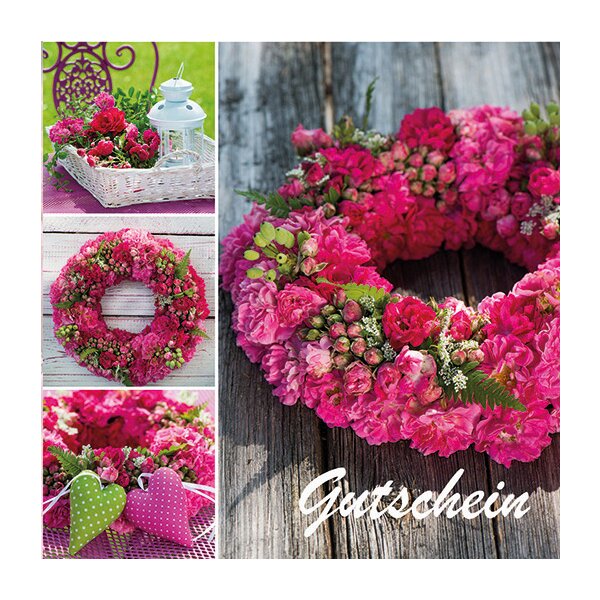 Gutschein Gärtnerei Müller (Motivkarte: Kranz mit Rosen) 100 Euro